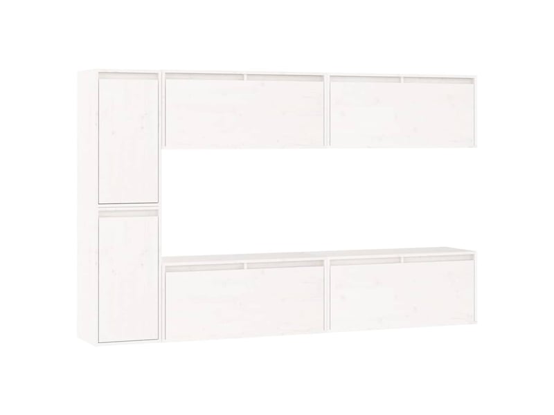  Meubles tv - banc tv - meuble de rangement 6 pcs blanc bois massif de pin  - Conforama A