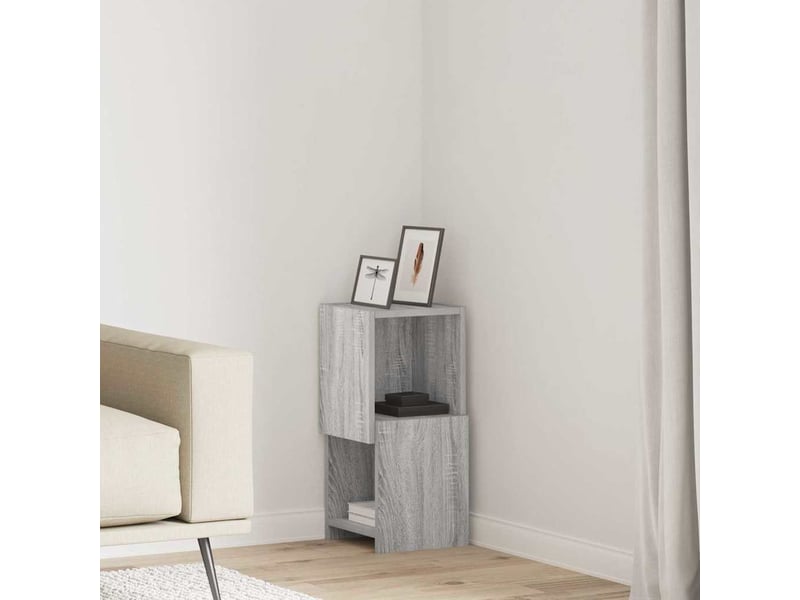  Meuble d'angle, meuble de rangement salon 25,5x25x55cm bois d'ingénierie gris sonoma  - Conforama B