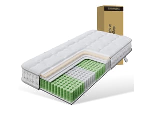 Matelas 90x190 cm CRAVDOM Ressorts ensachés + mousse soutien Medium épaisseur 15 cm