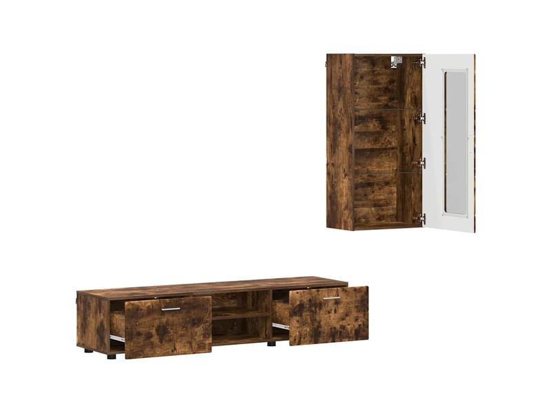  Ensemble meuble tv - banc tv - meuble de rangement florin 3 pcs chêne fumé bois d'ingénierie  - Conforama E