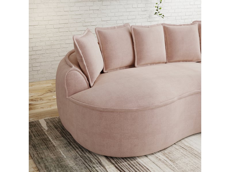 Méridienne modulable canapé salon contemporain tissu chenille rose design sans cadre 184x164cm - Conforama W