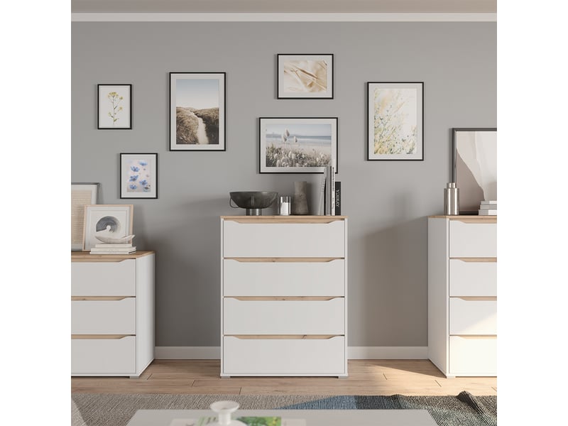  Vicco commode avec tiroirs, blancchêne artisan, 80x100.7cm  - Conforama C