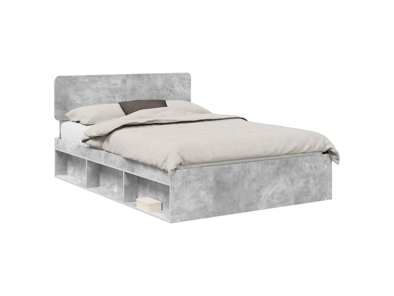  Lit double- lit adulte -  cadre de lit gris béton 150 x 200 cm pin massif  - Conforama A