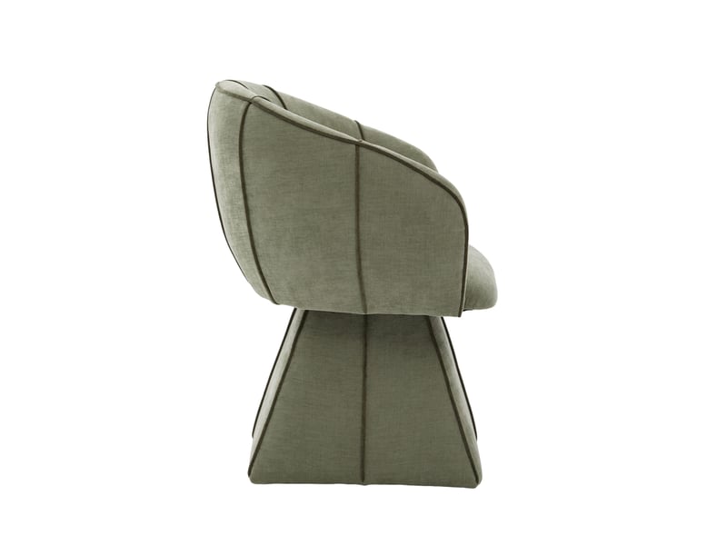 Fauteuil pivotant en chenille vert olive, dossier haut ergonomique, pour salon et chambre - Conforama E