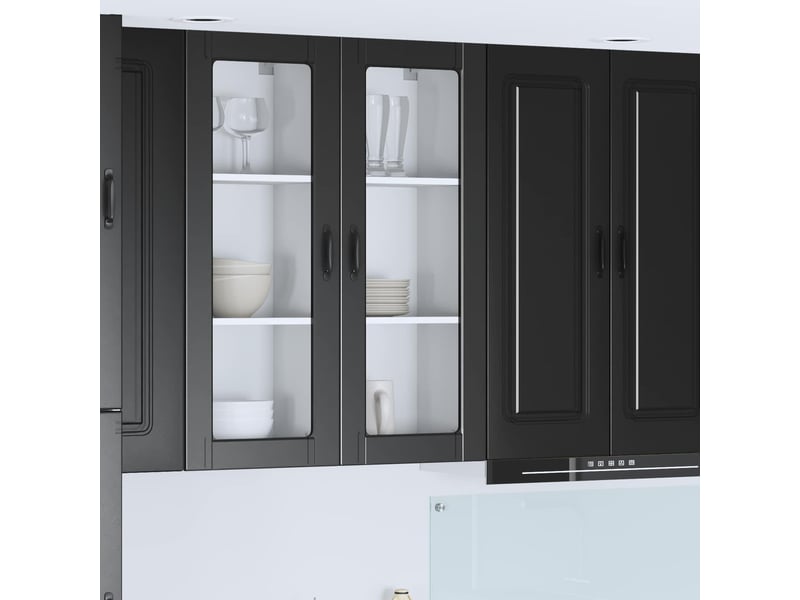  Meuble mural de cuisine, cabinet en verre mural noir 40x31x100cm shl1696  - Conforama B