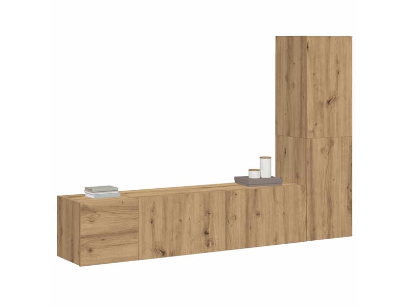  Lot de 3 meuble tv mural, meuble tv suspendu chêne artisanal bois d'ingénierie shl93837  - Conforama C
