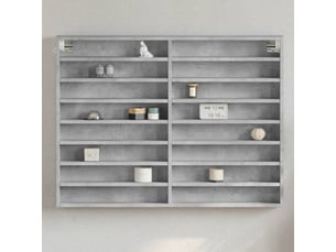 Armoire à vitrine, étagère murale gris béton 100x8,5x75 cm bois d'ingénierie cf40947