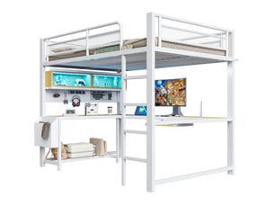Lit mezzanine 140x200 cm OKWISH   coloris blanc