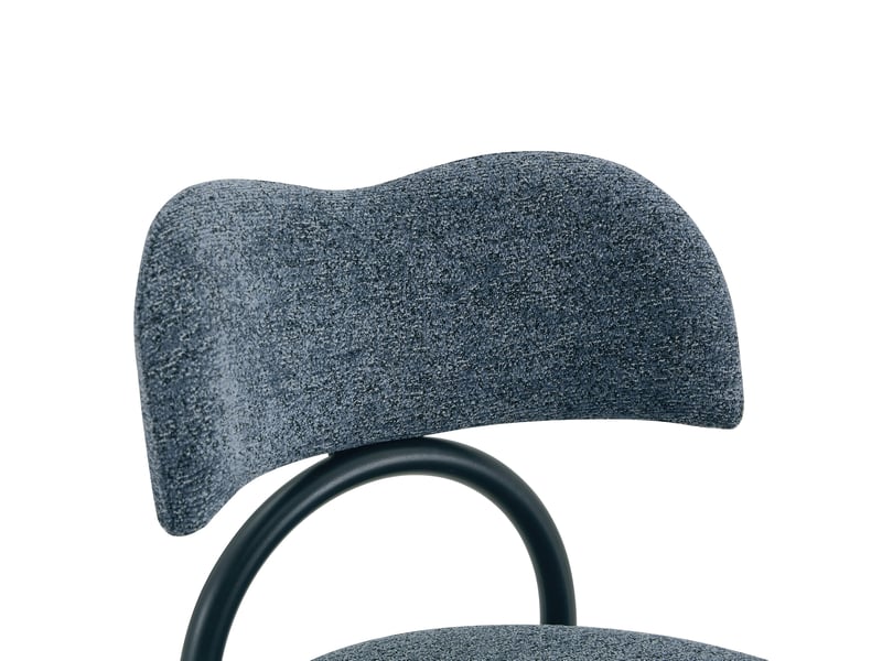Lot de 2 chaises de salle à manger 50,7x47x81,5 cm, assise et dossier rembourrés, tissu, métal noir, bleu - Conforama E