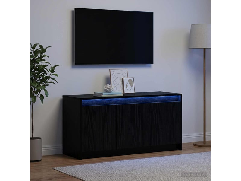  Meuble tv - banc tv - meuble de rangement 100 x 34 x 50 cm chêne noir bois d'ingénierie  - Conforama B