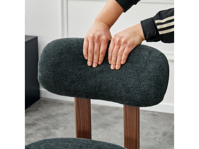  Lot de 4 chaises de salle à manger, 57x49x82, 5 cm, lin, noir  - Conforama E