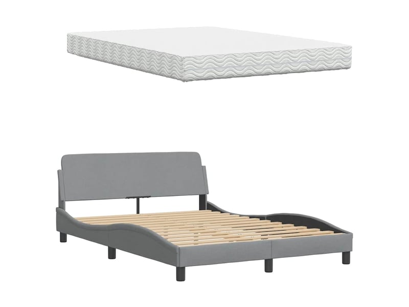  Lit avec matelas hanko gris clair 120x200 cm tissu  - Conforama E