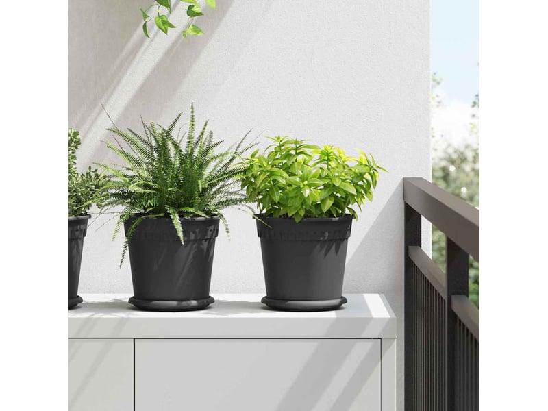  Jardinière - pot à fleurs rond 24 pcs noir ø 19 x 16,5 cm plastique  - Conforama B