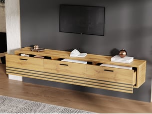 Meuble tv coloris bois clair 160 cm LEYTN