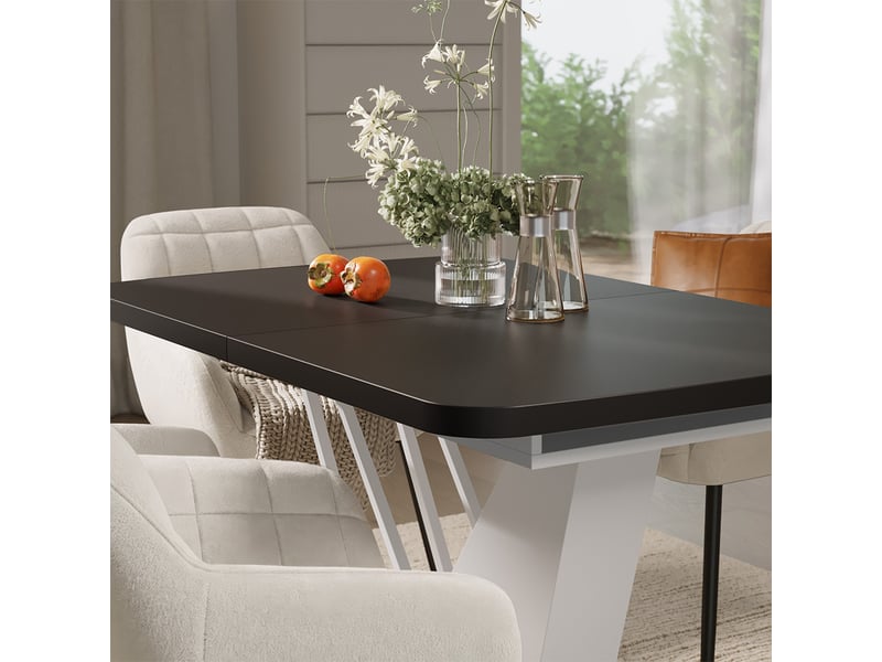 Vicco ensemble de table à manger, noirblanc, 120x80cm avec 4 chaises de salle à manger - Conforama D