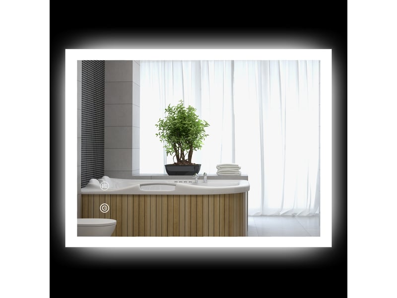 Miroir mural lumineux led de salle de bain 80 x 60 cm 3 couleurs luminosité réglable interrupteur tactile transparent - Conforama A