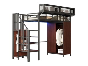 Lit mezzanine 90x200 cm MEUBLIV coloris noir