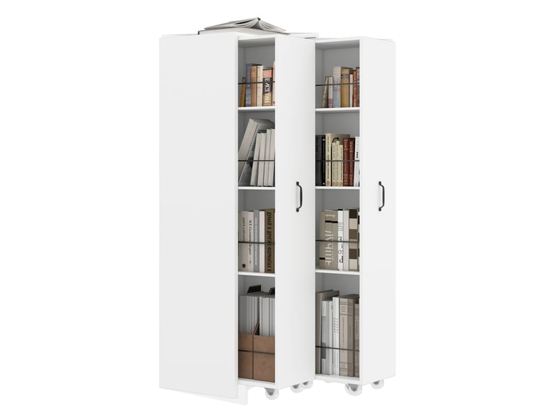  Bibliothèque extensible à roulettes 51,5 x 41 x 158 cm – blanc – 4 niveaux modulables  - Conforama A