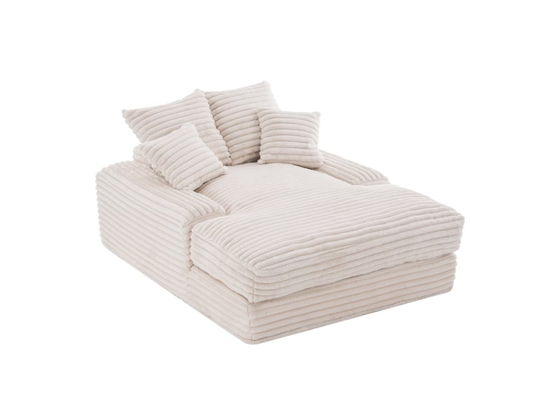  Canapé convertible 027r beige slim en velours côtelé, 4 coussins, multifonctionnel  - Conforama E