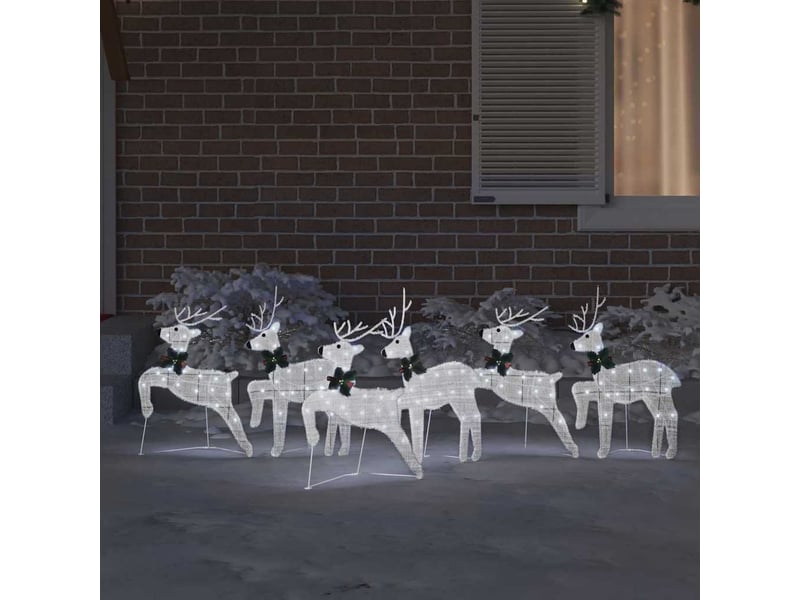 Lot de 6 rennes led, éclairage de noël, décoration de noël argenté 45 x 19 x 65 cm tissu cf62093  - Conforama C