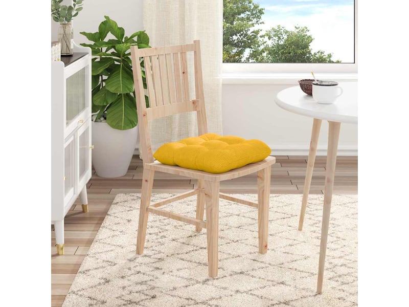  Lot de 4 coussins de siège, coussins décoratifs tissu en velours côtelé jaune clair cf59993  - Conforama D
