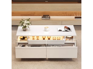 Table basse rectangulaire coloris blanc LPOSPI - 45 cmx90 cm
