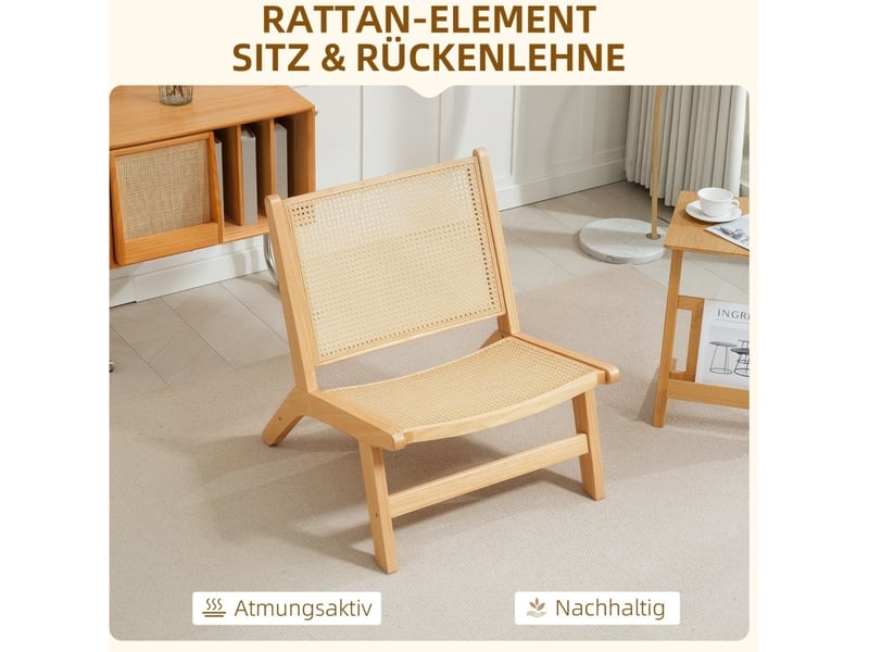 Fauteuil relax sans accoudoirs 64 x 70 x 74 cm – naturel – dossier et assise large en rotin respirant - Conforama D