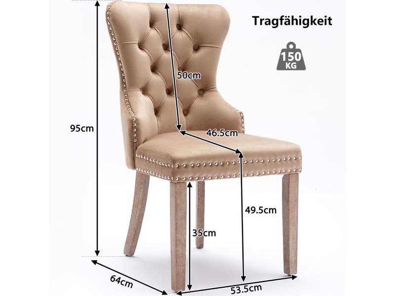  Lot de 4 chaises de salle à manger en velours pieds réglables evryae  - Conforama E