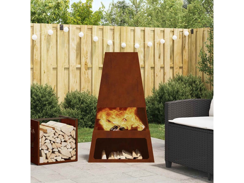  Brasero exterieur, foyer rouillé 60x35x100 cm acier patiné  - Conforama B
