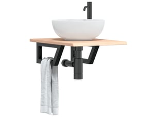 Étagère de vasque | étagère murale acier et bois de chêne massif shl4228