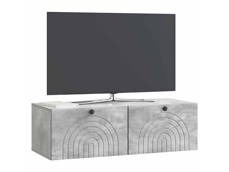  Meuble tv - banc tv - meuble de rangement mural gris béton 99 x 41 x 30 cm bois d'ingénierie  - Conforama C
