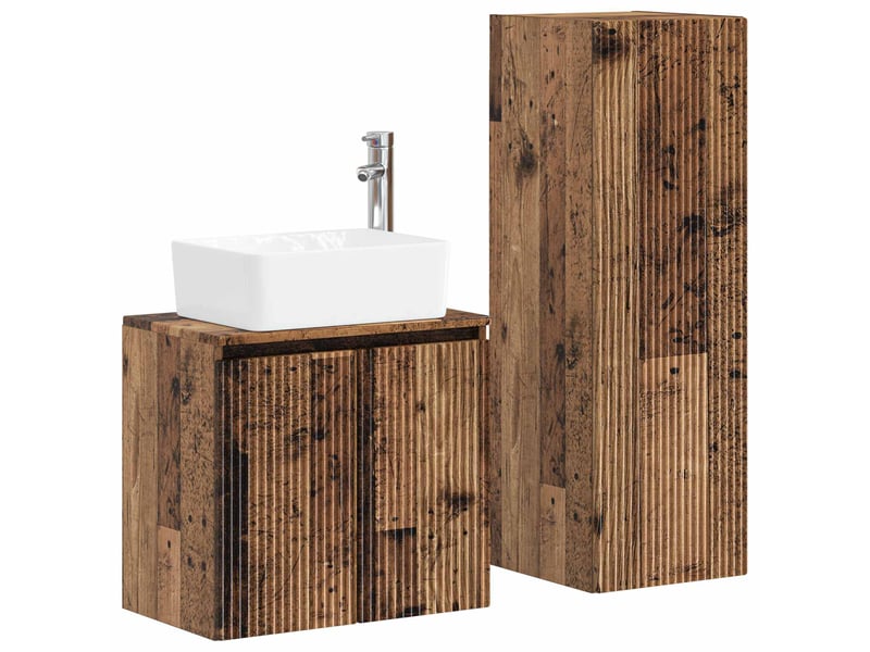  Ensemble de mobilier de salle de bain 2 pcs bois ancien shl35  - Conforama A