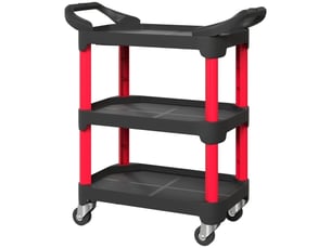 Servante d’atelier mobile noire à 3 niveaux avec poignée, chariot pour garage et atelier, charge max. 68 kg