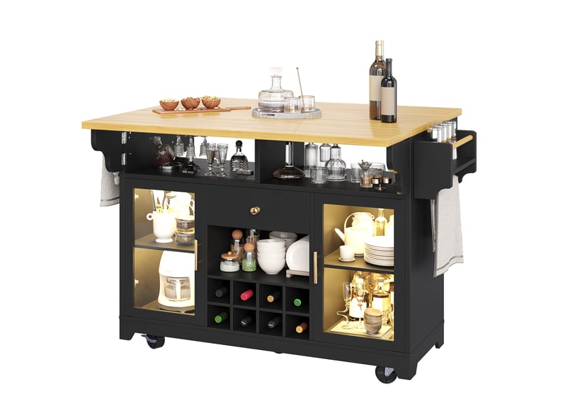  Desserte de cuisine mobile à plateaux rabattables led rgb evryae  - Conforama A