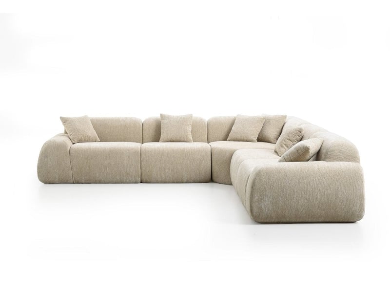  Canapé d'angle réversible 6 places en velours chiné taupe ramiro S384-2A2-TAU - Conforama E
