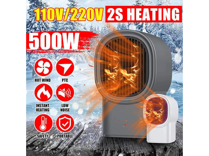  Chauffage électrique portable, mini ventilateur électrique portable, chauffage silencieux à économie d'énergie, blanc FC-QYH-03709QYH - Conforama C