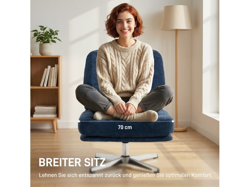  Fauteuil pivotant 87x70x84 cm, rotation 360°, métal, bleu foncé  - Conforama C