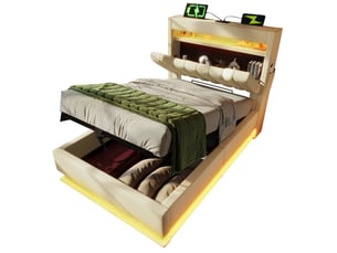 Lit coffre 90x200 cm coloris beige