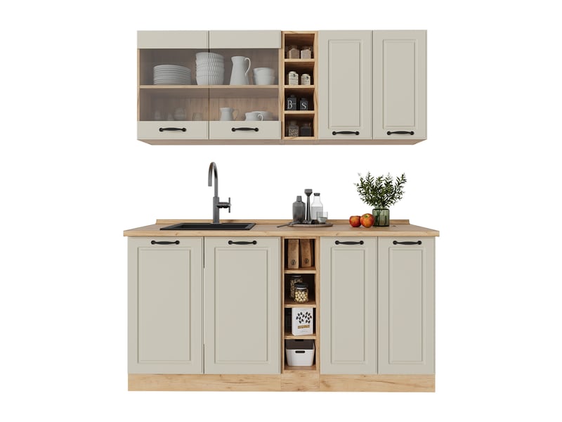 Vicco cuisine, sable campagnechêne doré, 160cm sans plan de travail - Conforama E