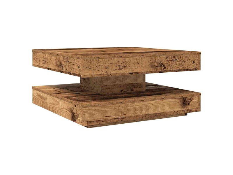  Table basse | table de salon rotative à 360 degrés vieux bois 70x70x34,5 cm  - Conforama B