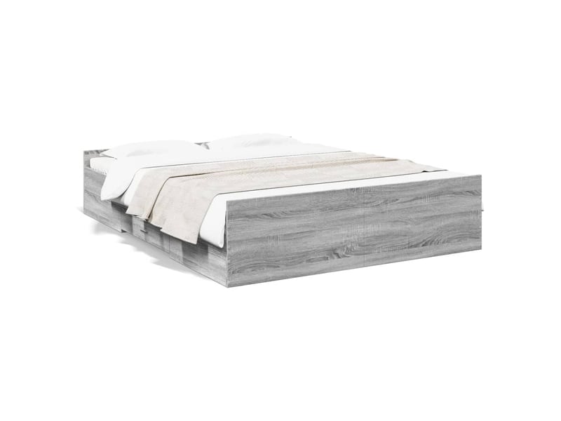  Lit double- lit adulte -  cadre de lit avec tiroirs sans matelas sonoma gris 140x200 cm  - Conforama A