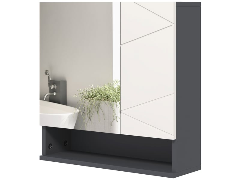  Armoire de toilette murale avec miroir et étagères 55 x 17 x 55 cm  - Conforama B