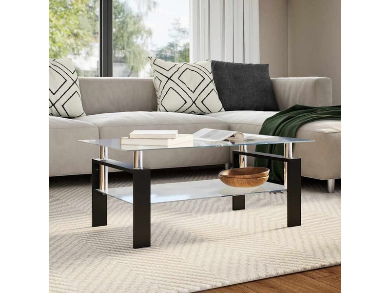  Table basse rectangulaire | table de salon gris et transparent 95x55x40 cm verre trempé  - Conforama B