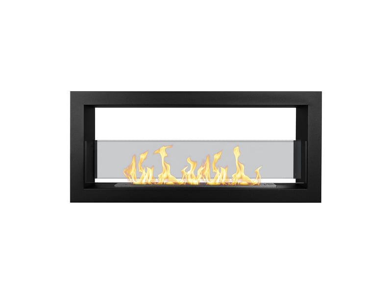 Montefalco 90 - foyer bioéthanol encastrable double face 90x40x15,2 cm avec brûleur en acier de 1,5 l - Conforama D