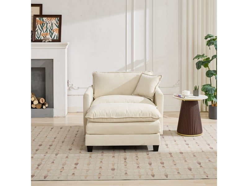  Fauteuil canapé cloud 1 place modulable - assise ergonomique ultra confortable salon - 107x75x84 cm - en tissu chenille beige  - Conforama C