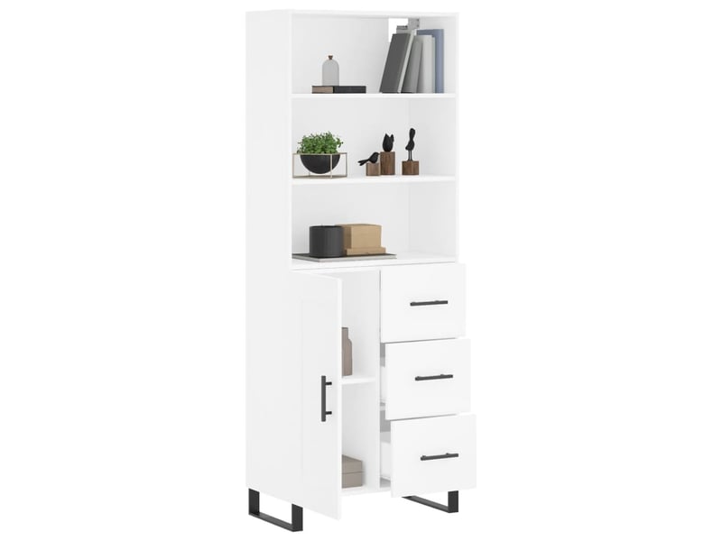  Buffet haut - bahut - meuble de rangement blanc 69,5x34x180 cm bois d'ingénierie  - Conforama C