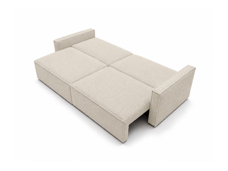  Farah - canapé droit 3 places convertible accoudoirs slim en tissu bouclettes texturées  - Conforama C