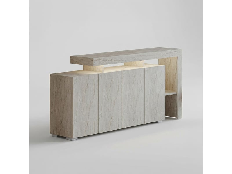Madia moderne avec étagères et lumières led uvar - beige - Conforama A