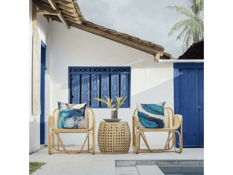  Housses de coussin d'extérieur imperméables, lot de 4 taies d'oreiller décoratives bleues pour patio, jardin, 45 x 45 cm  - Conforama C