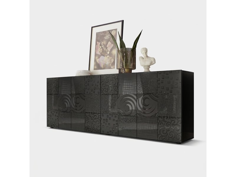  Buffet bahut 4 portes design contemporain miro - gris foncé  - Conforama A